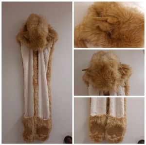 Golden Reindeer Beanie with Paws